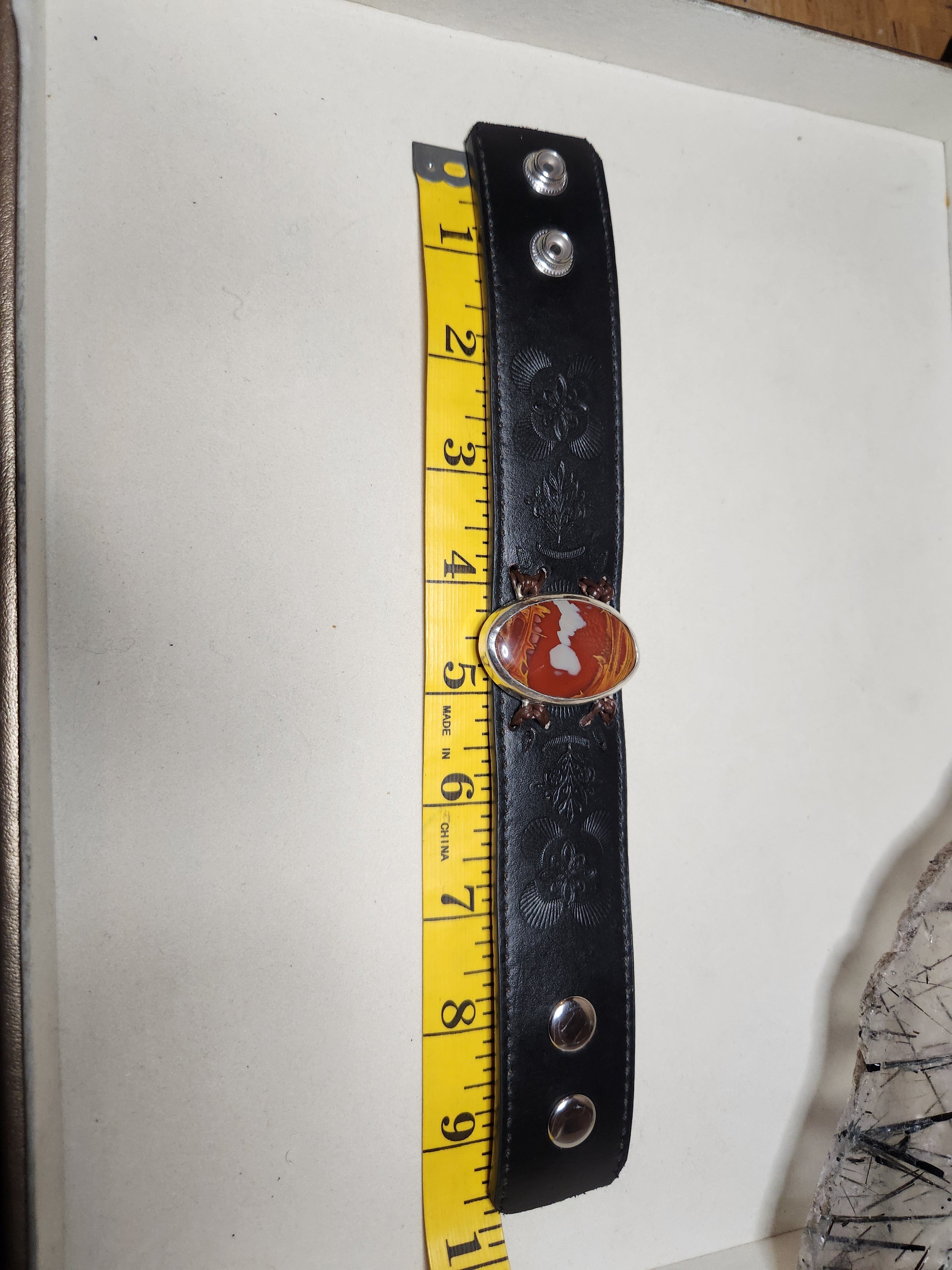 Unakite Leather And Sterling Silver Bracelet