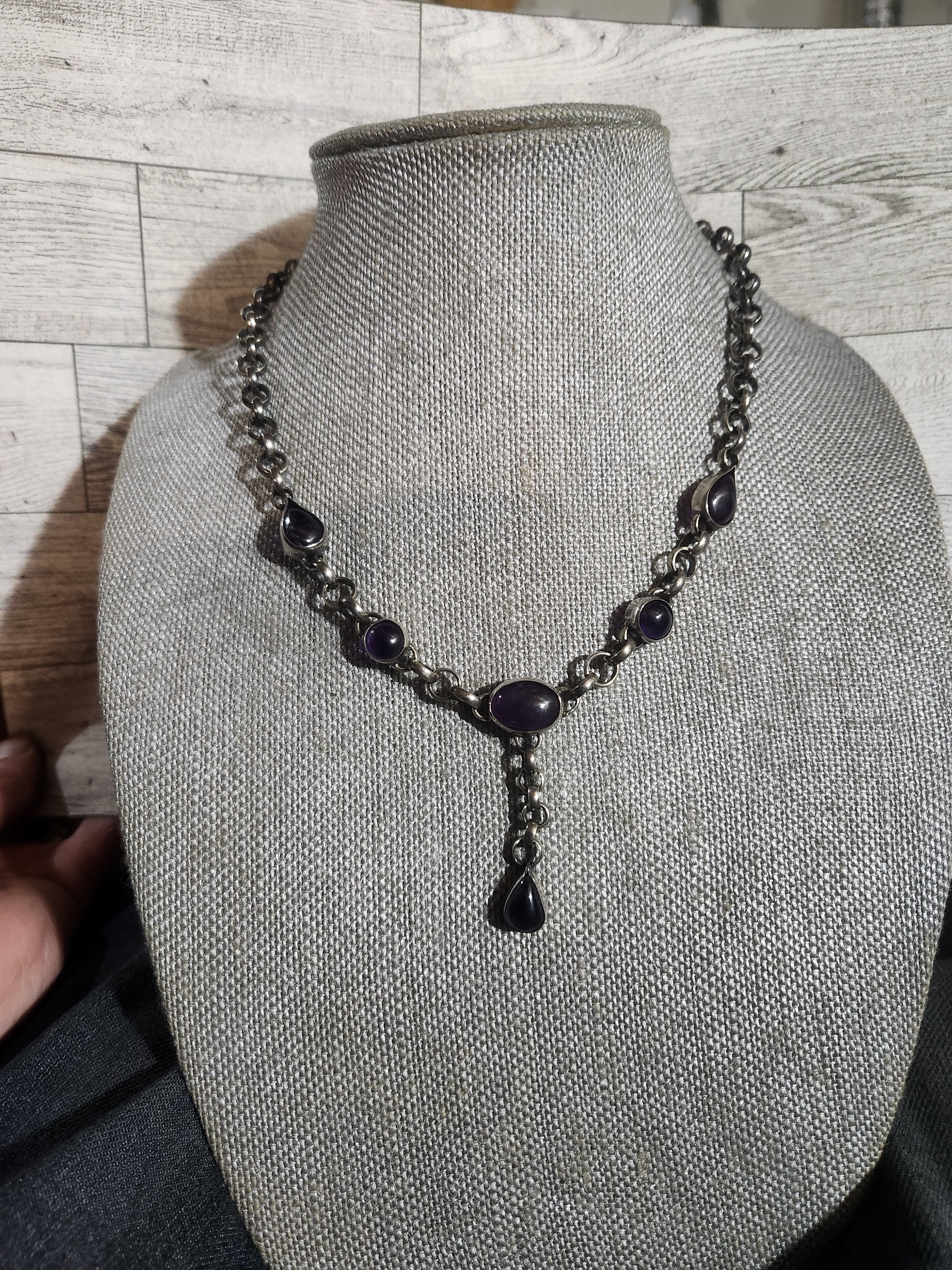 Amethyst Sterling Silver Y-Drop Necklace