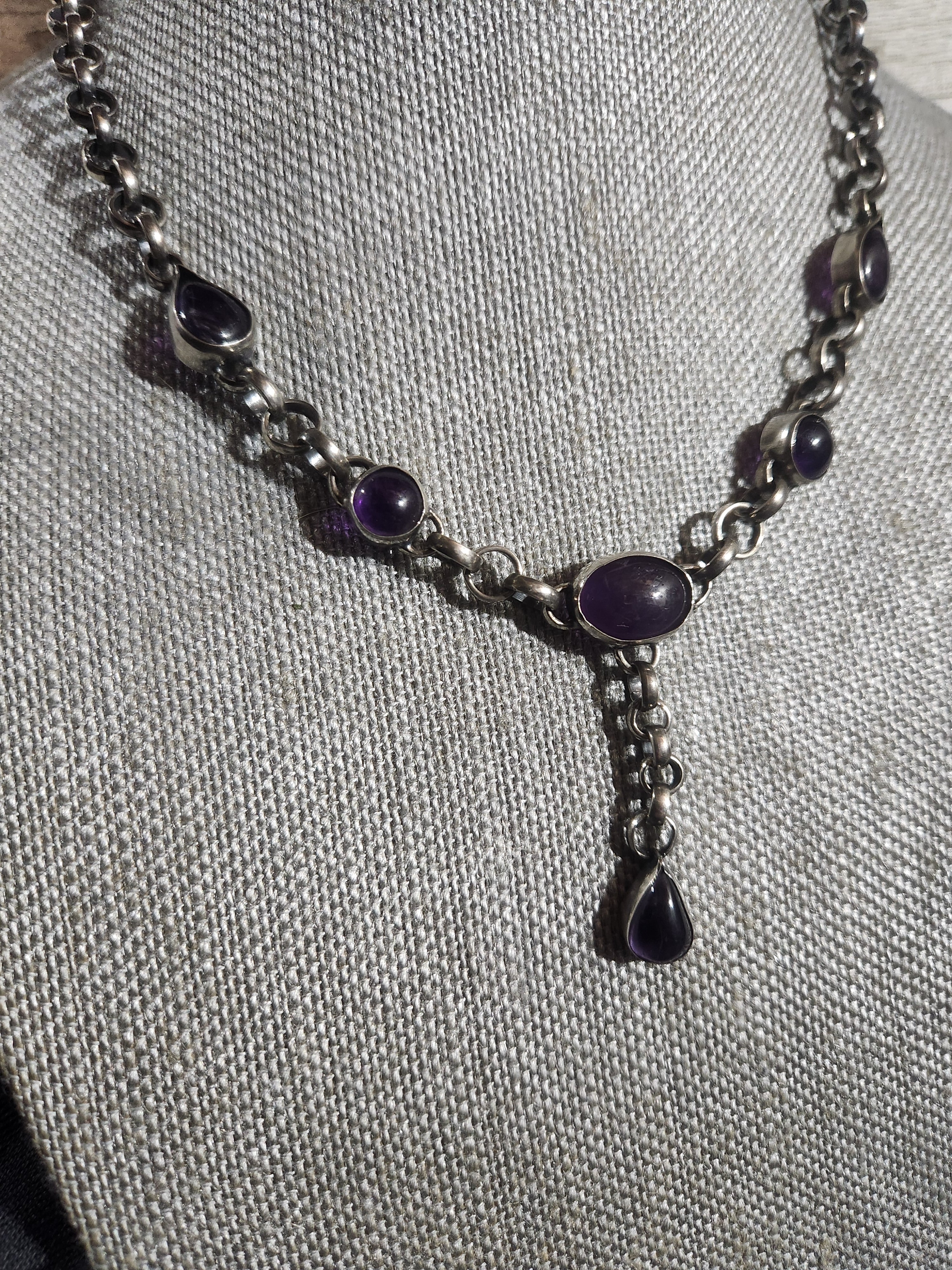 Amethyst Sterling Silver Y-Drop Necklace