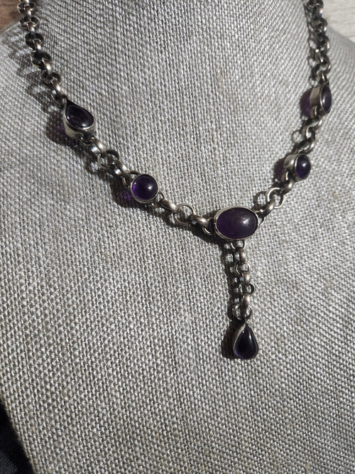Amethyst Sterling Silver Y-Drop Necklace