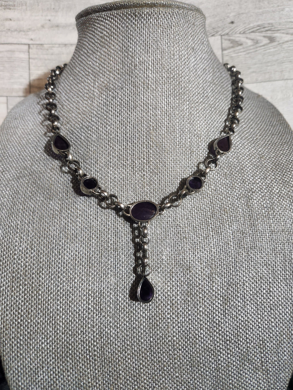 Amethyst Sterling Silver Y-Drop Necklace
