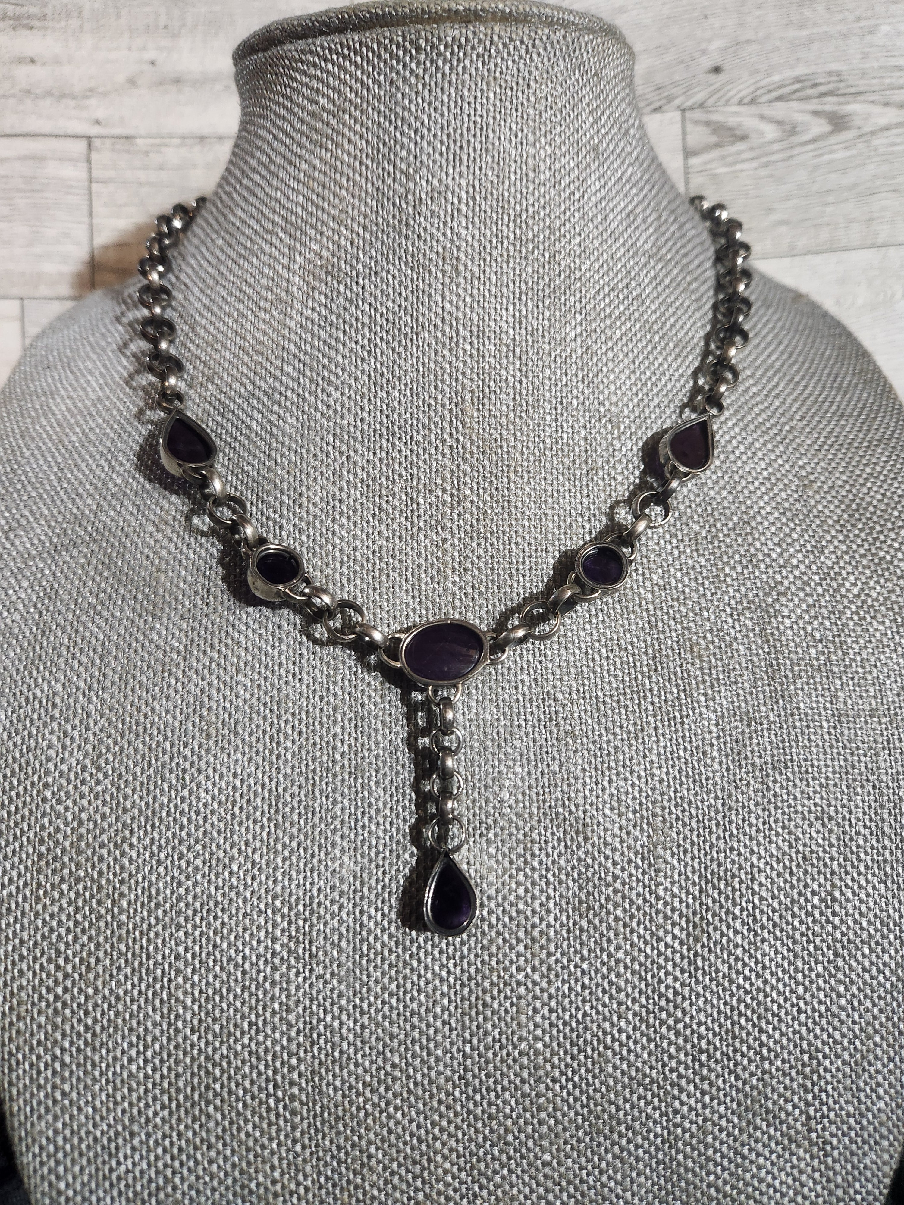 Amethyst Sterling Silver Y-Drop Necklace