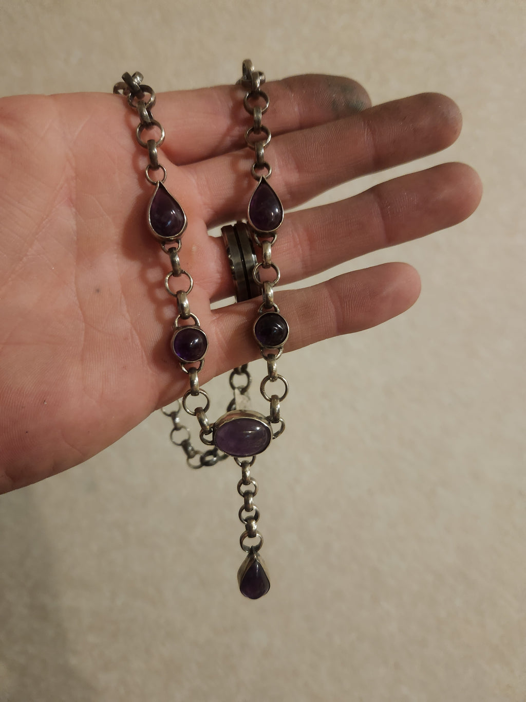 Amethyst Sterling Silver Y-Drop Necklace