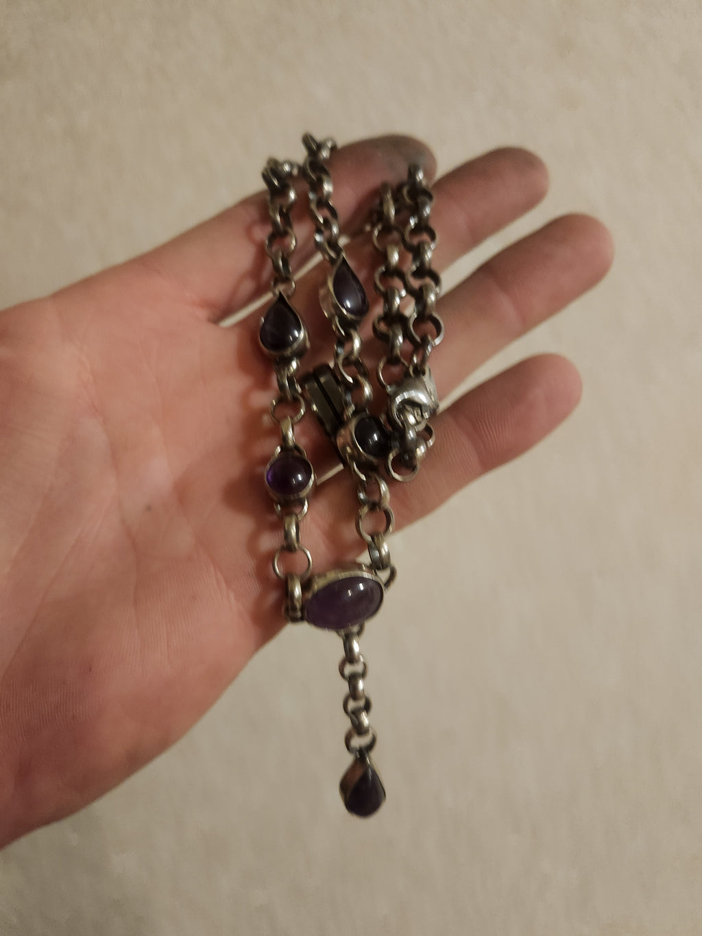 Amethyst Sterling Silver Y-Drop Necklace
