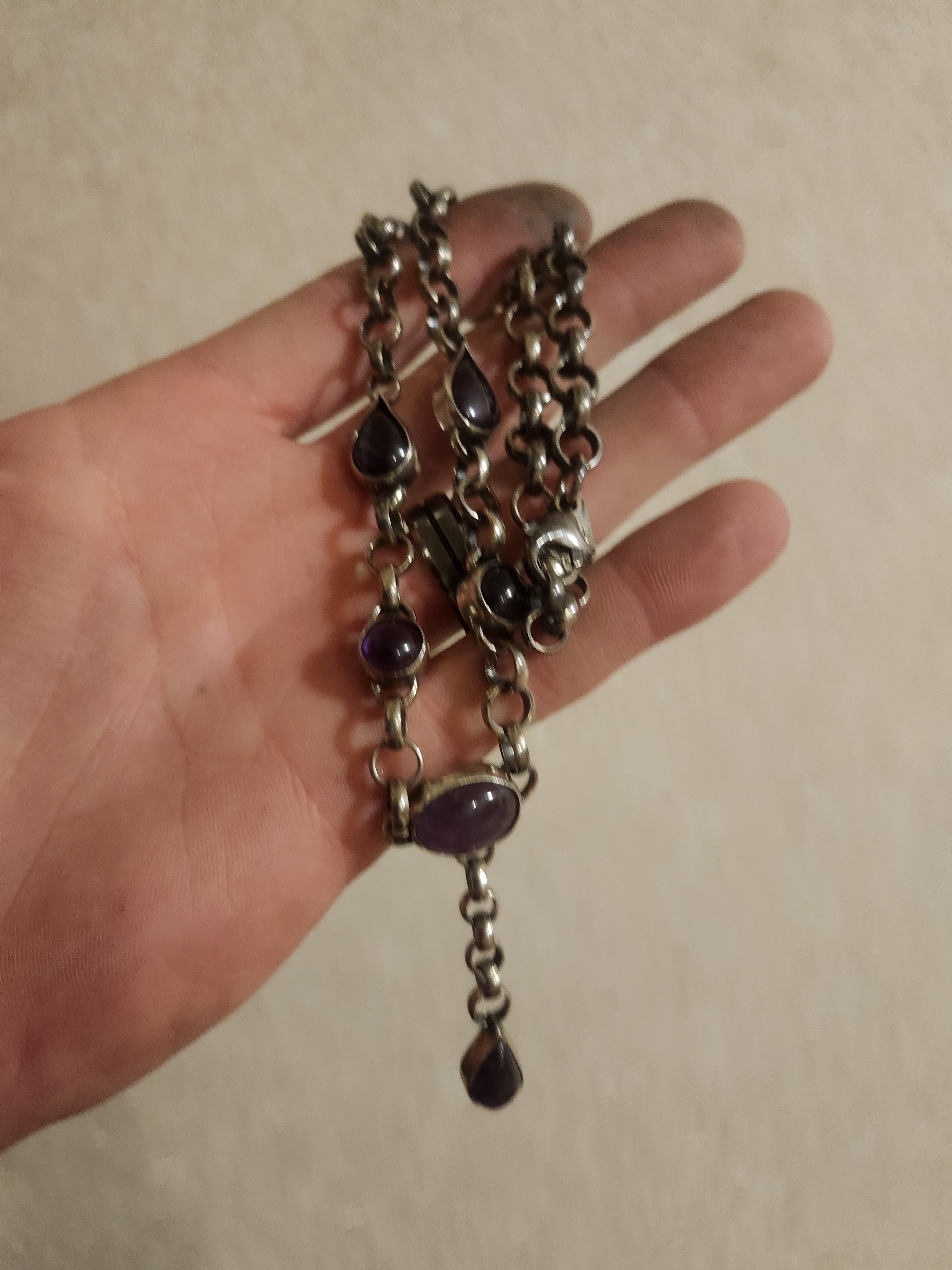 Amethyst Sterling Silver Y-Drop Necklace