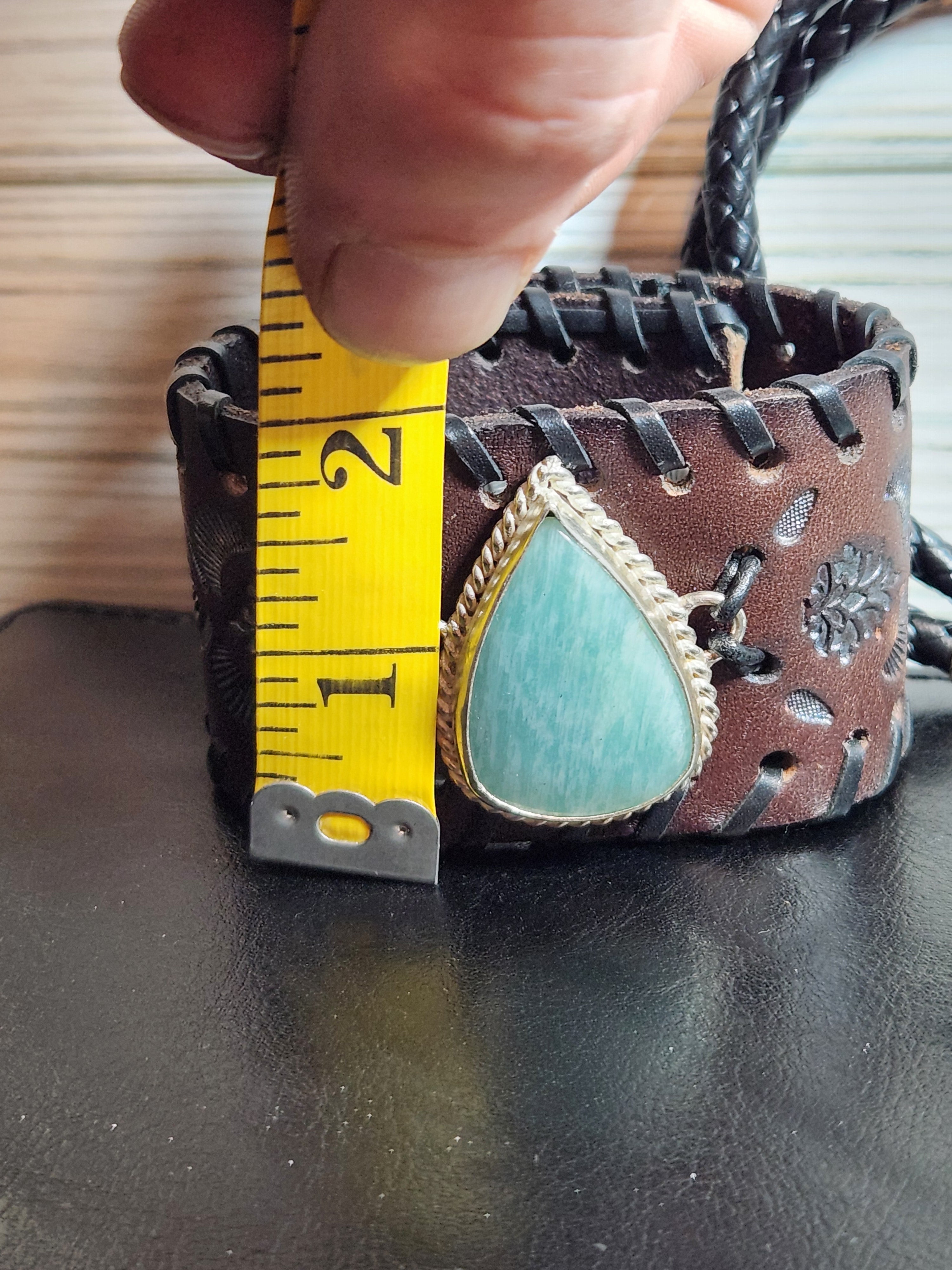 Aventurine Leather Cuff and Necklace Set