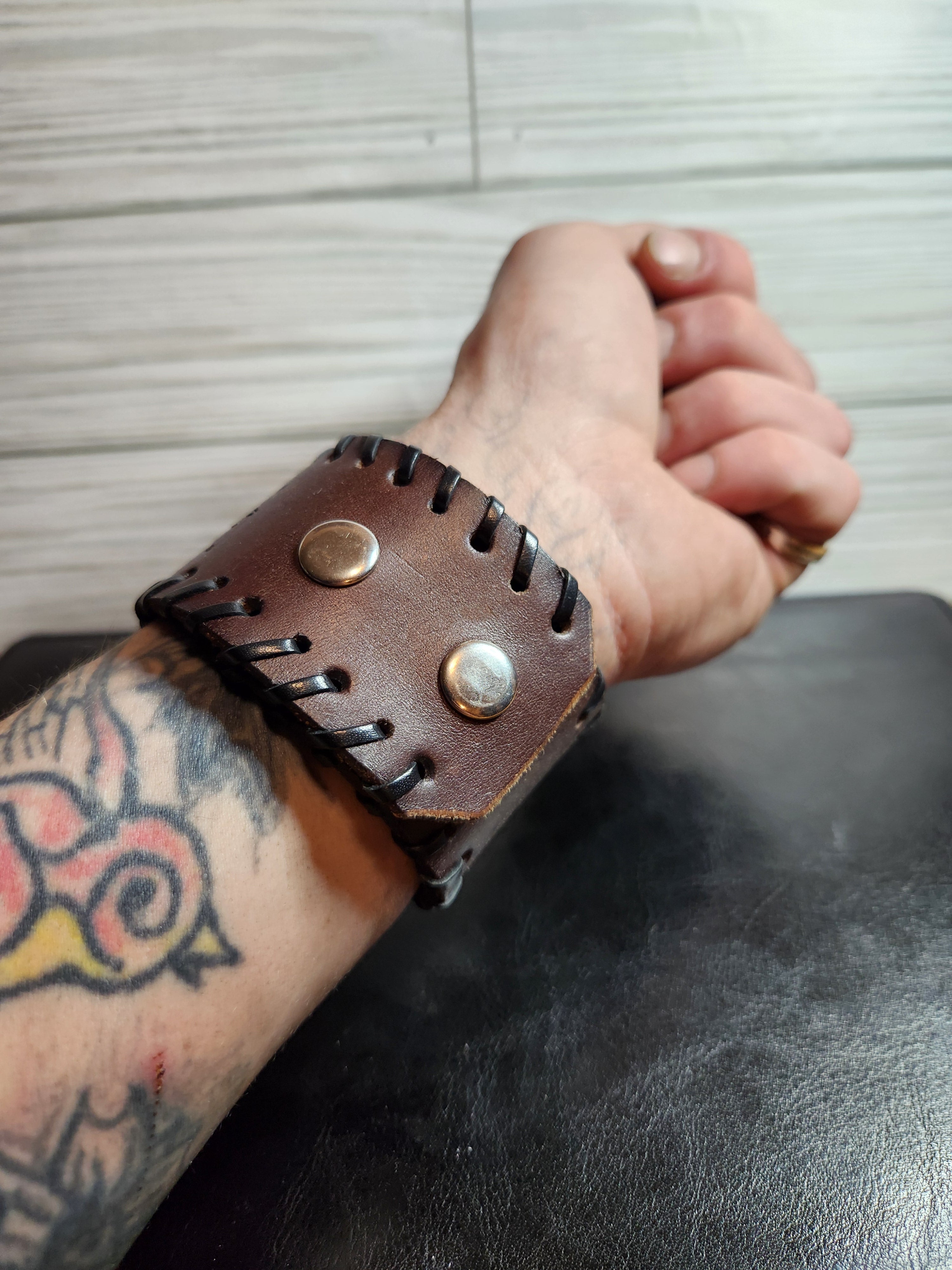 Aventurine Leather Cuff and Necklace Set