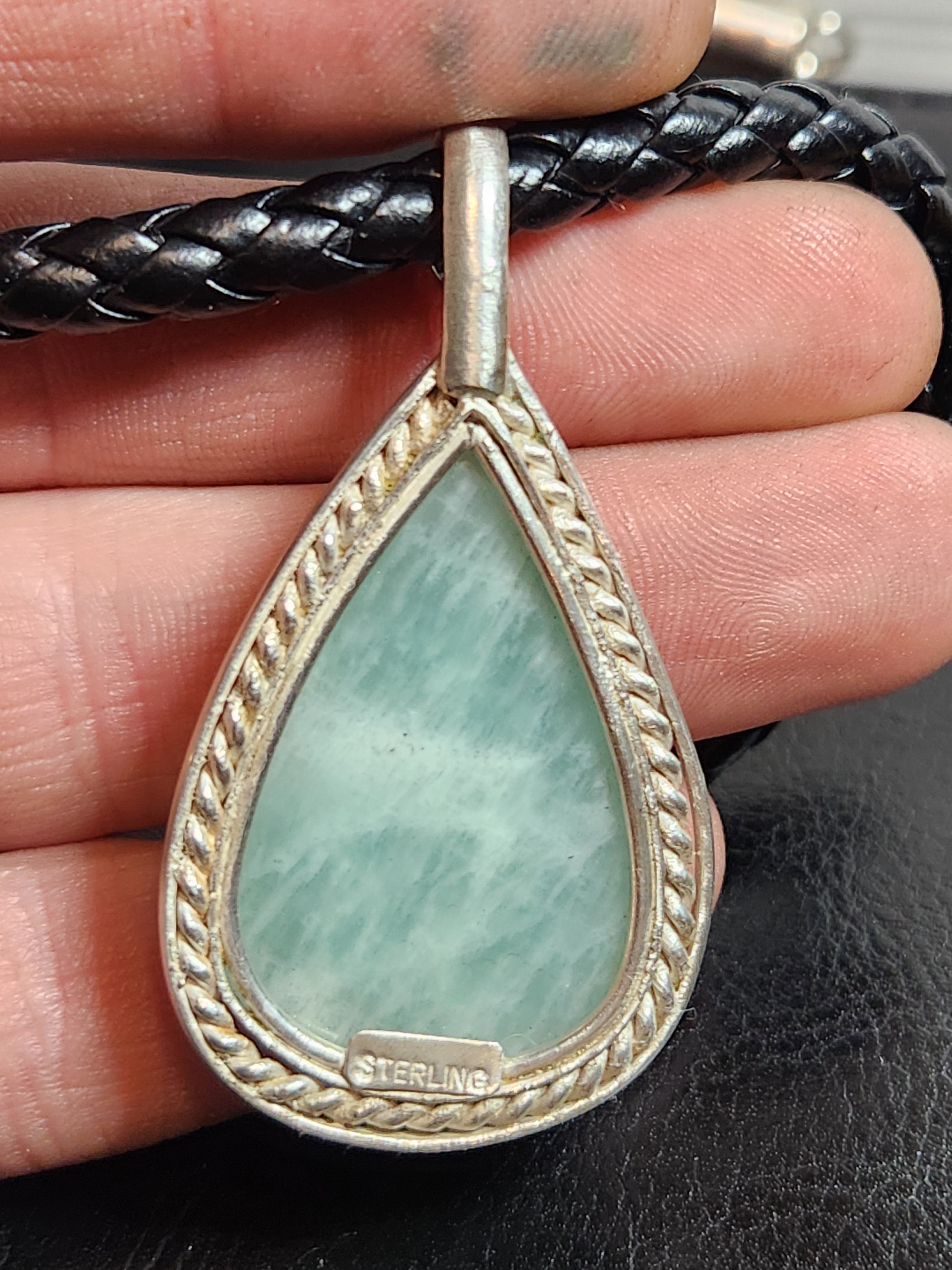 Aventurine Leather Cuff and Necklace Set