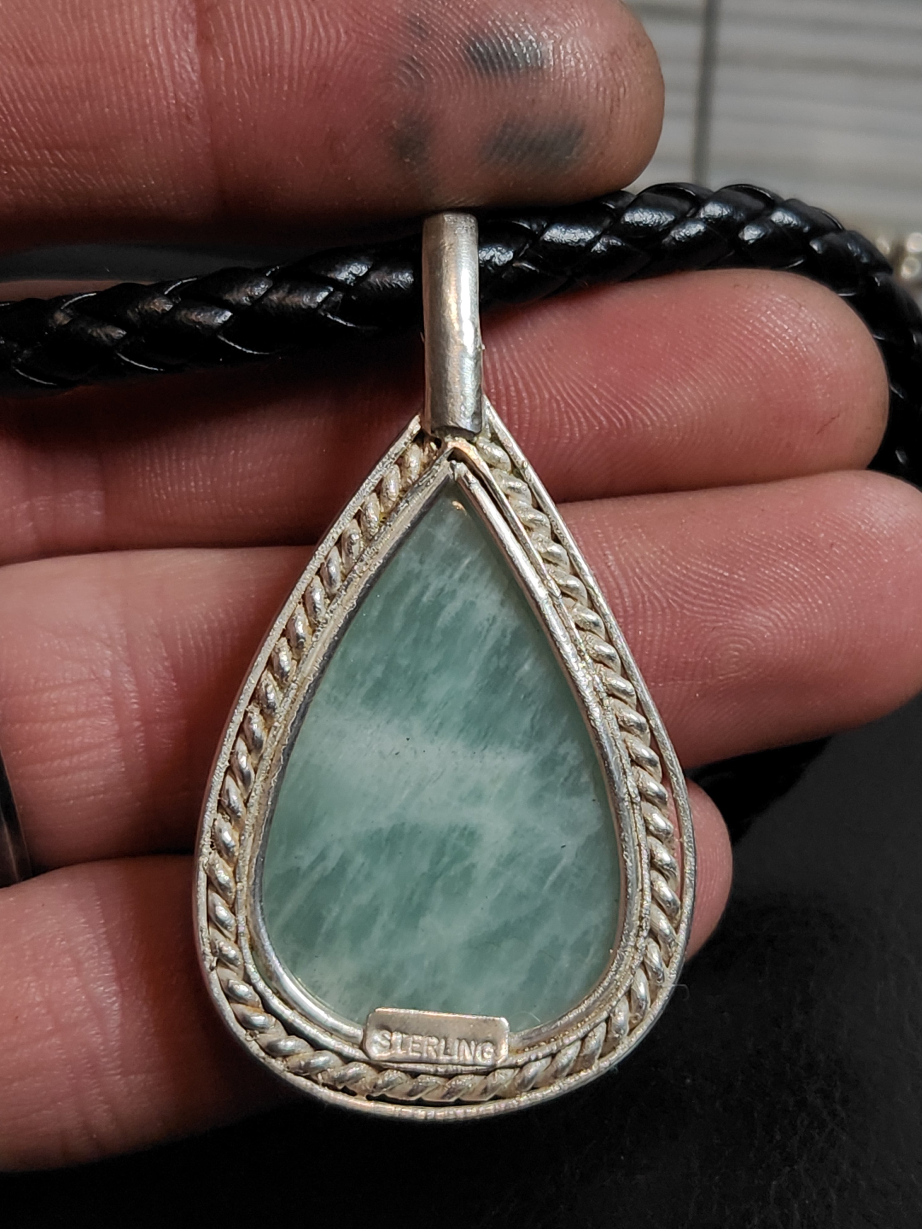 Aventurine Leather Cuff and Necklace Set