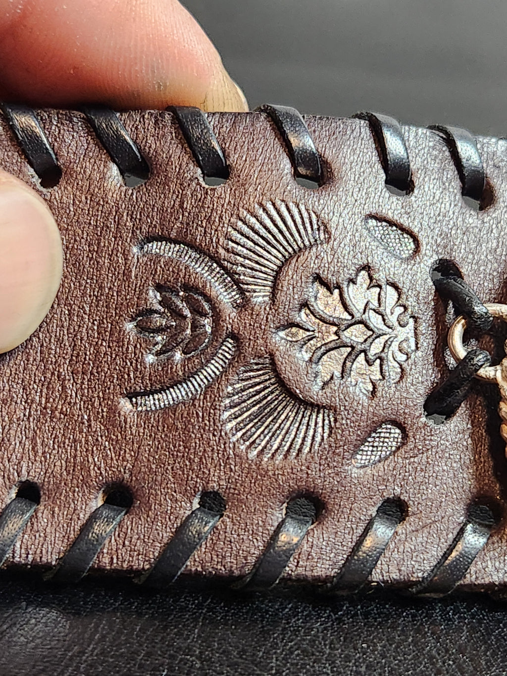 Aventurine Leather Cuff and Necklace Set