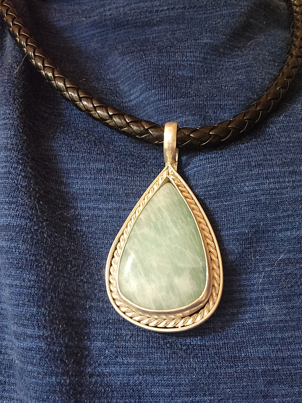 Aventurine Leather Cuff and Necklace Set