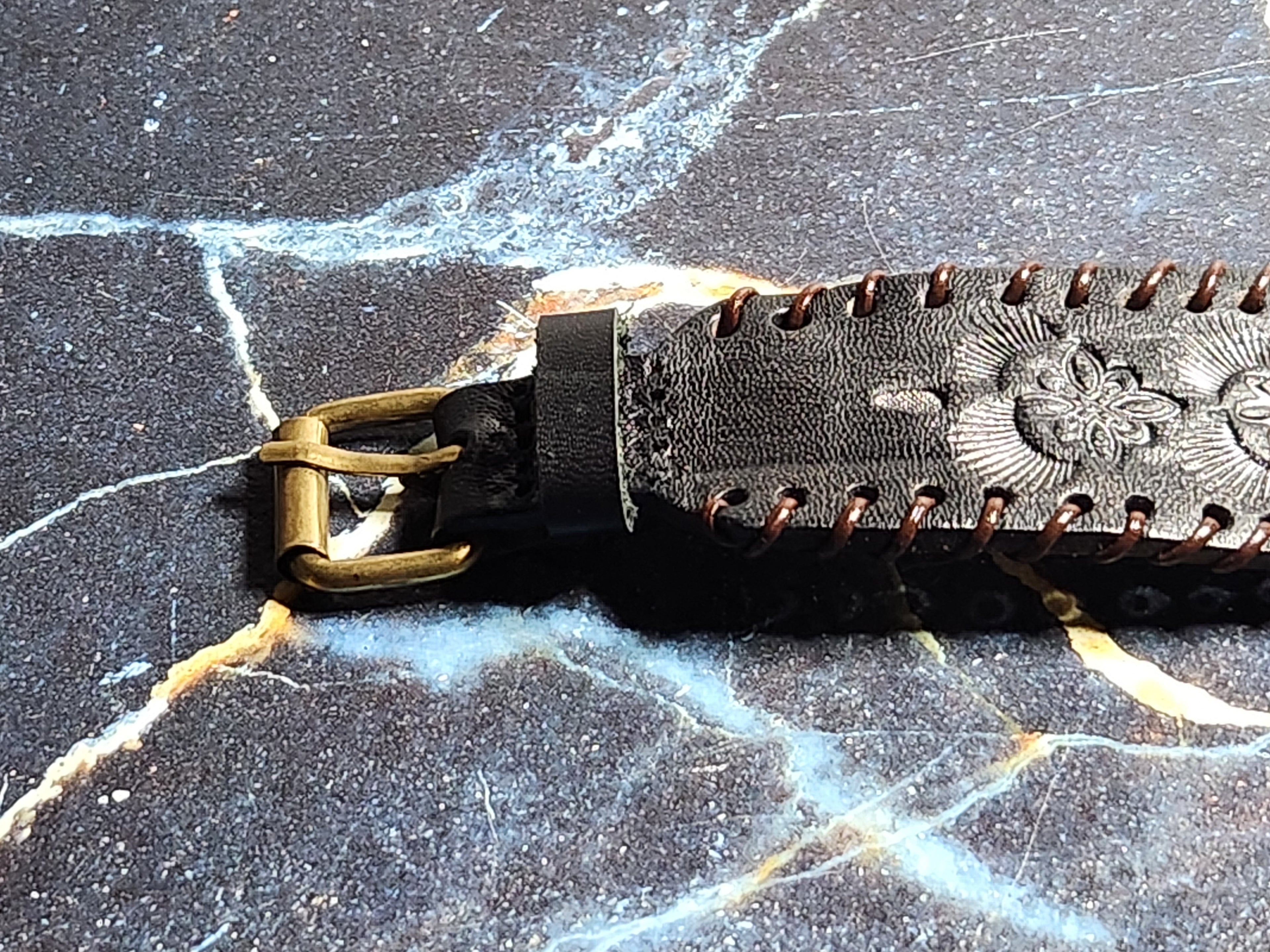 Sterling Silver And Leather Opalite Cuff