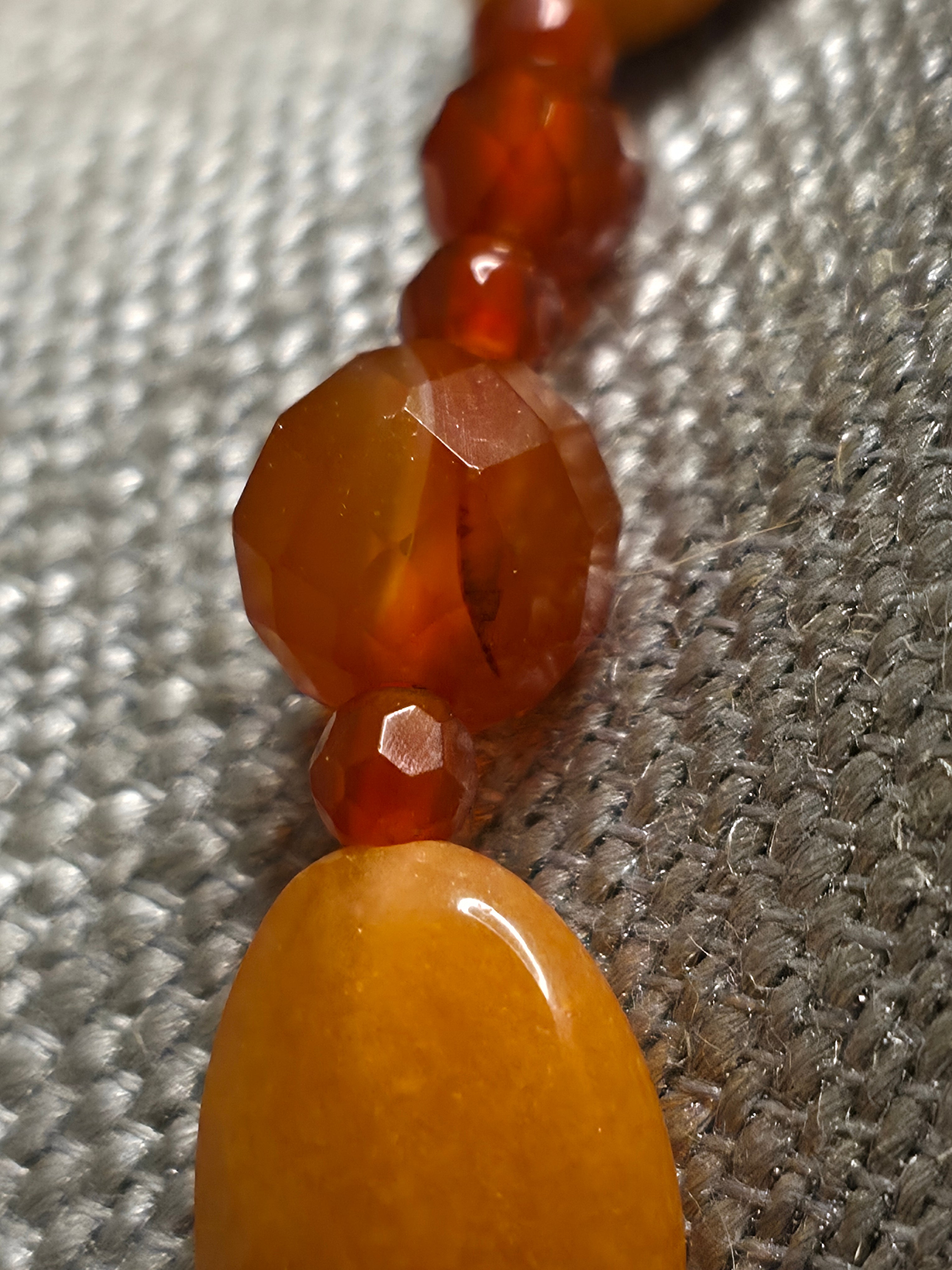Sterling Silver Carnelian and Baltic Amber Necklace