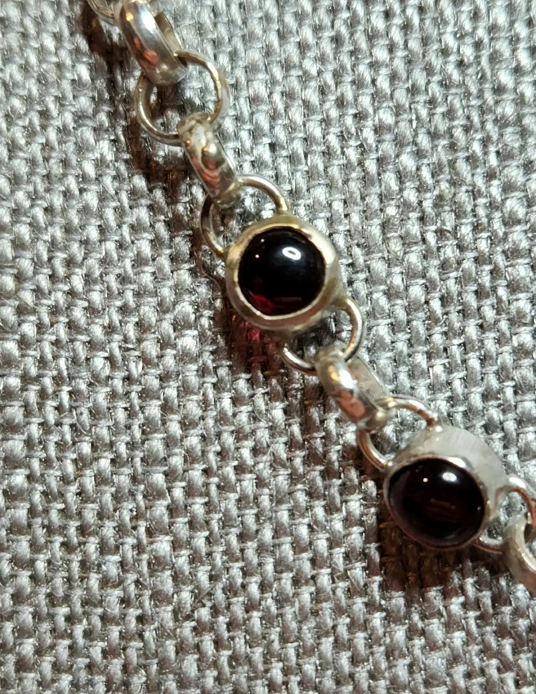Sterling Silver Garnet Rolo Necklace