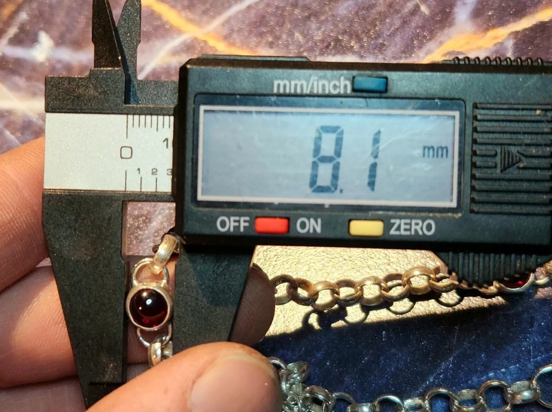 Sterling Silver Garnet Rolo Necklace