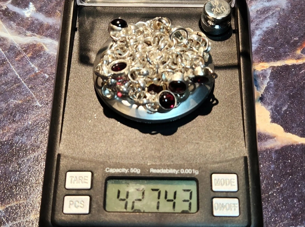 Sterling Silver Garnet Rolo Necklace