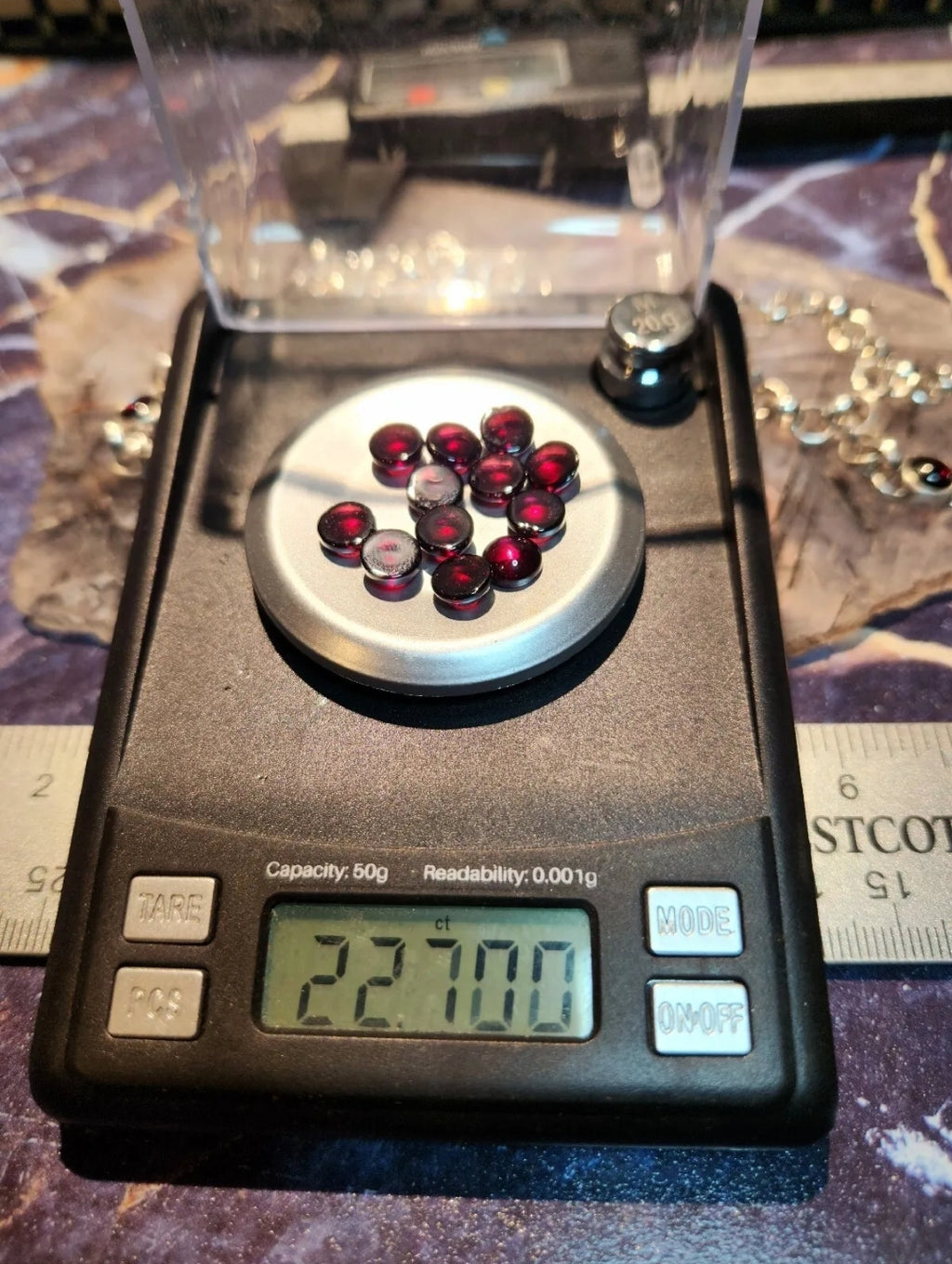 Sterling Silver Garnet Rolo Necklace