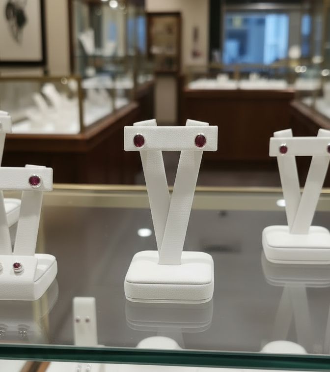 Sterling Silver Ruby Corundum Studs