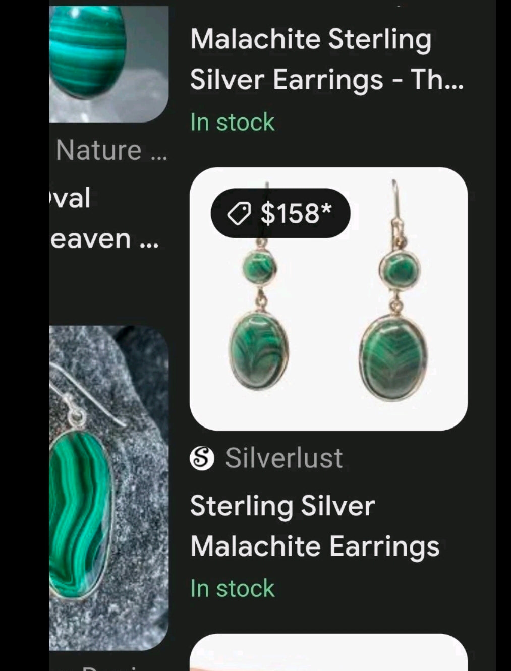 Sterling Silver Malachite And Green Onyx Dangle Earrings