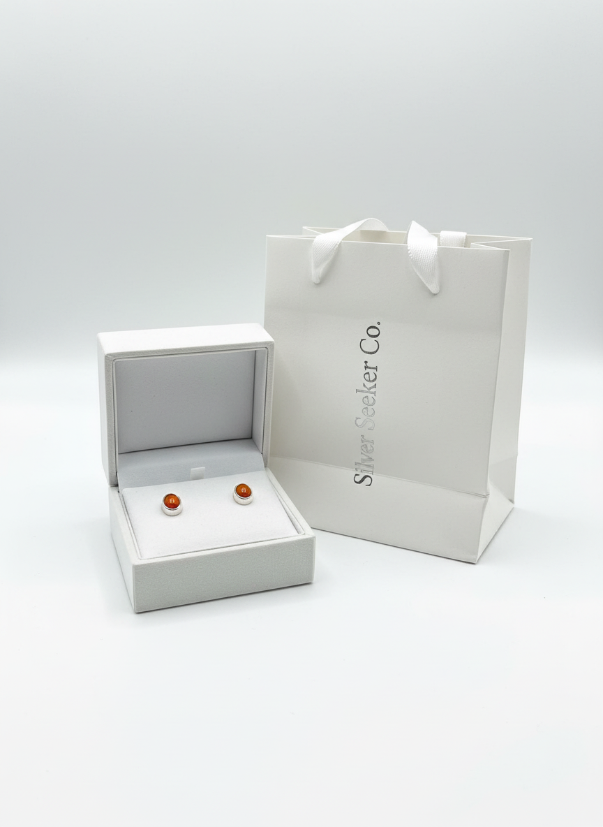 Hessonite Garnet Sterling Silver Studs