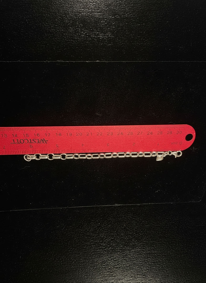 Sterling Silver Rolo and Paper Clip Link Bracelet 6.5 In