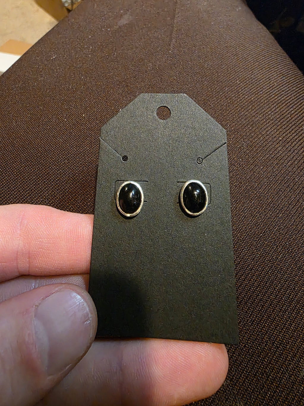 Oval Black Onyx Sterling Studs