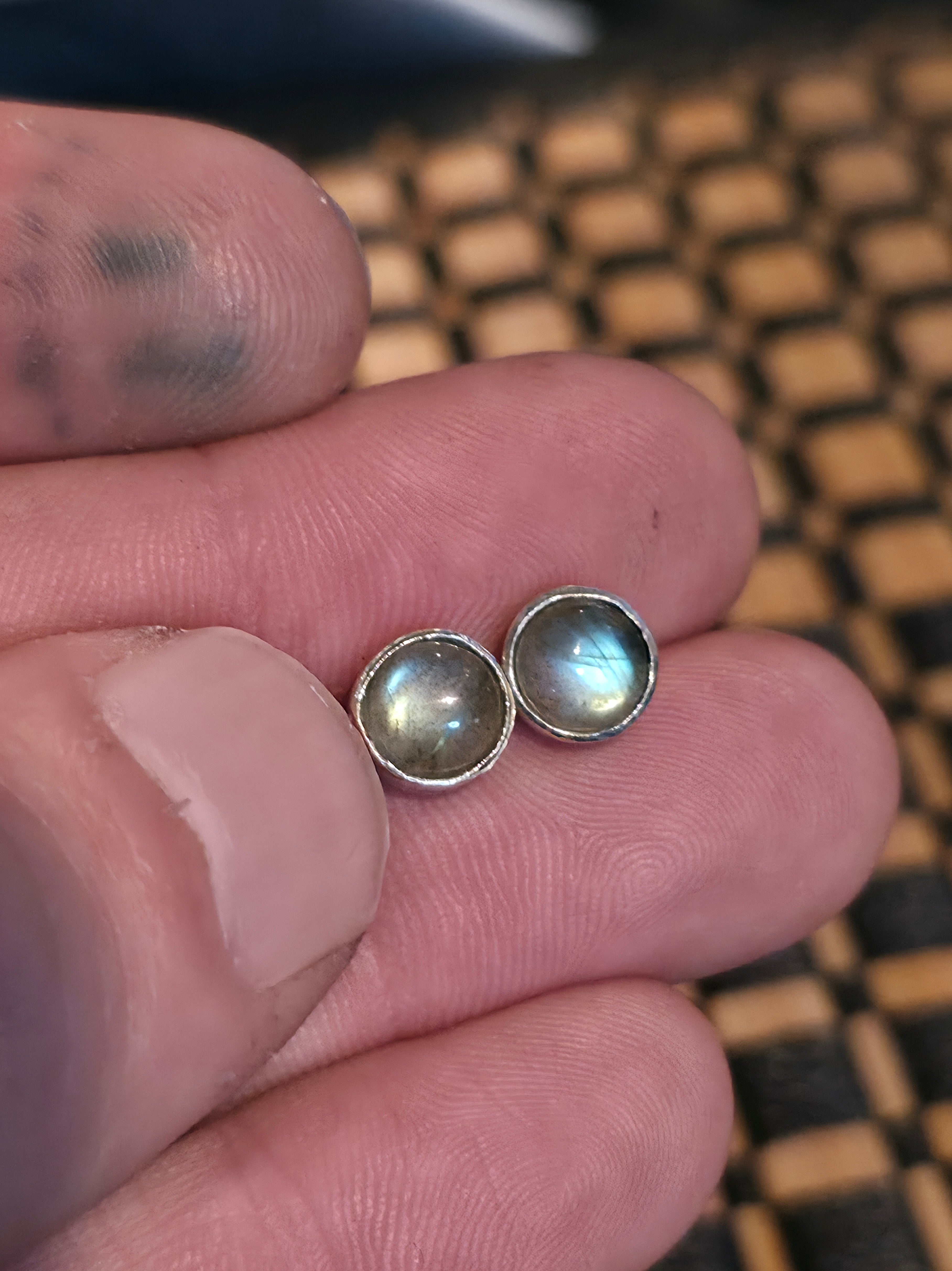 Labradorite Sterling Silver Studs 7mm