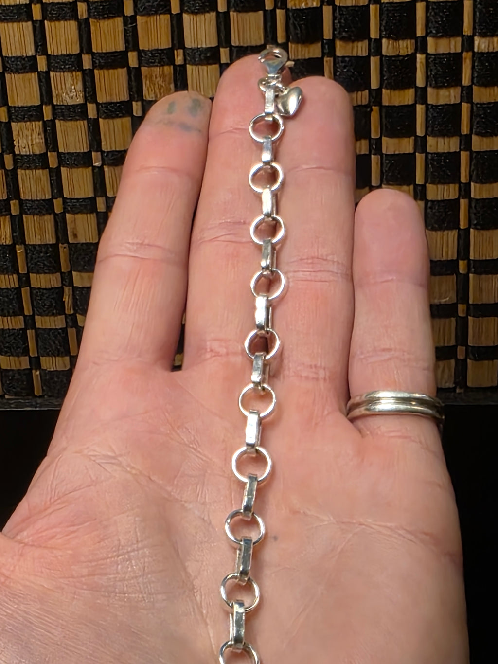 Sterling Silver Rolo and Paper Clip Link Bracelet 6.5 In