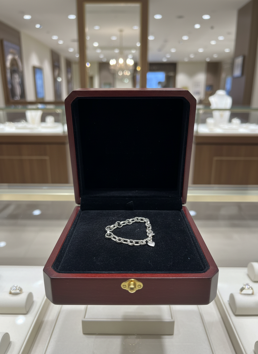 Sterling Silver Rolo and Paper Clip Link Bracelet 6.5 In