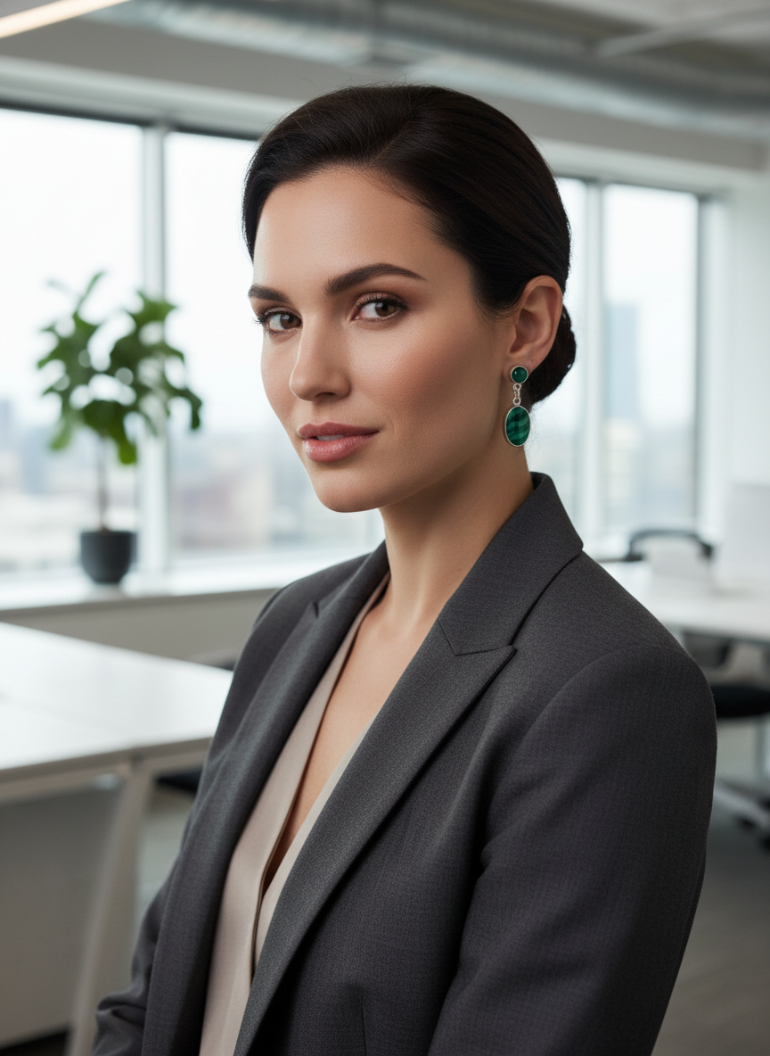 Sterling Silver Malachite And Green Onyx Dangle Earrings