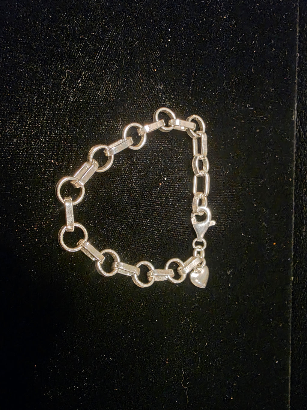 Sterling Silver Rolo and Paper Clip Link Bracelet 6.5 In