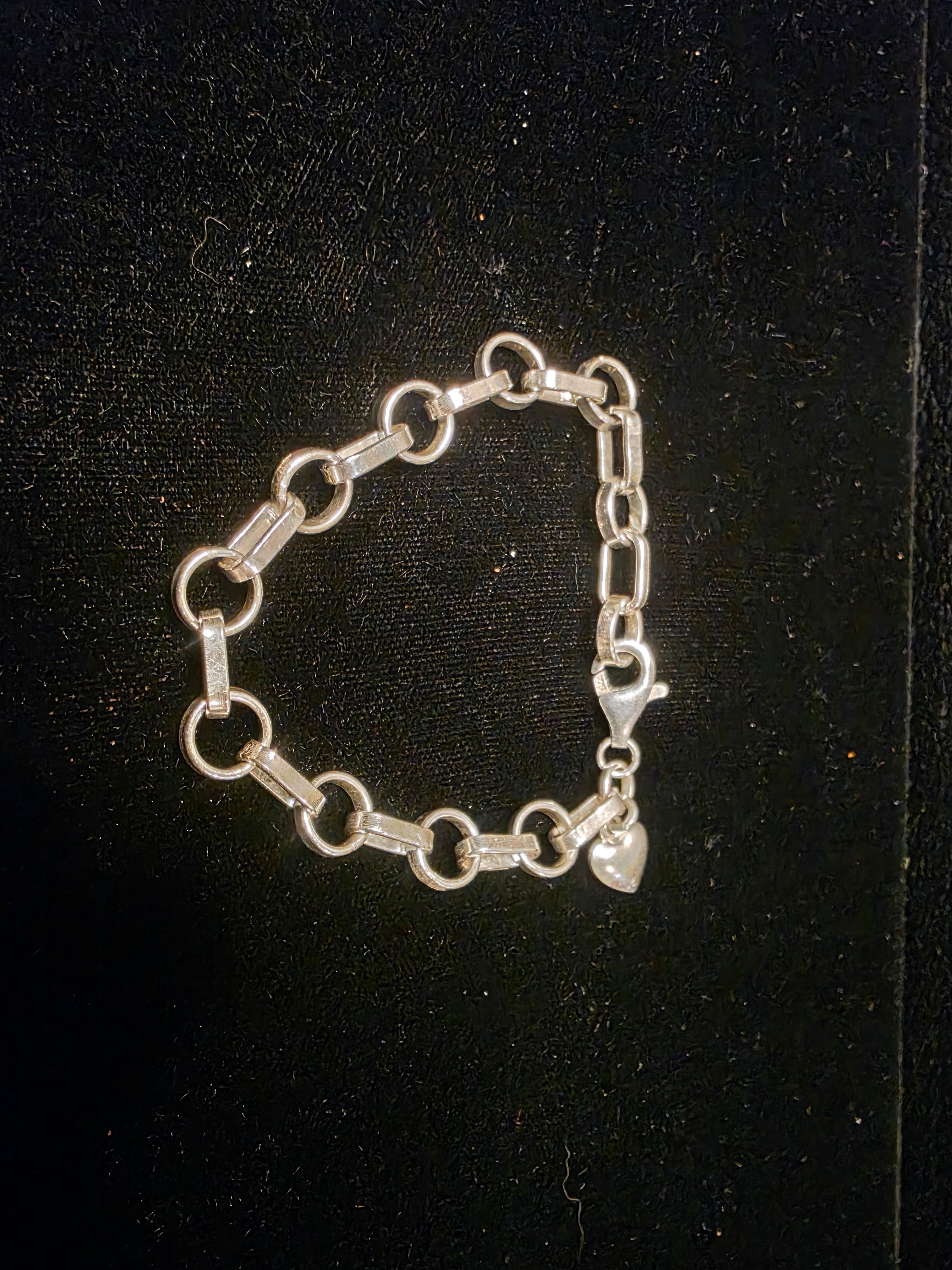 Sterling Silver Rolo and Paper Clip Link Bracelet 6.5 In