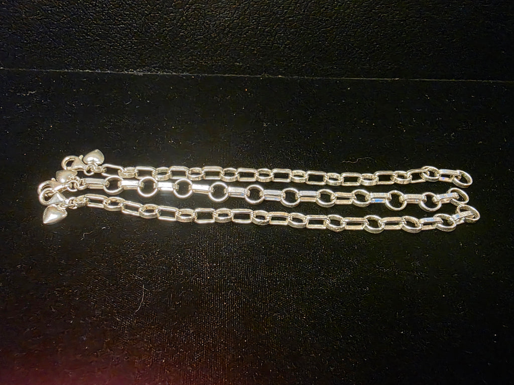 Sterling Silver Rolo and Paper Clip Link Bracelet 6.5 In