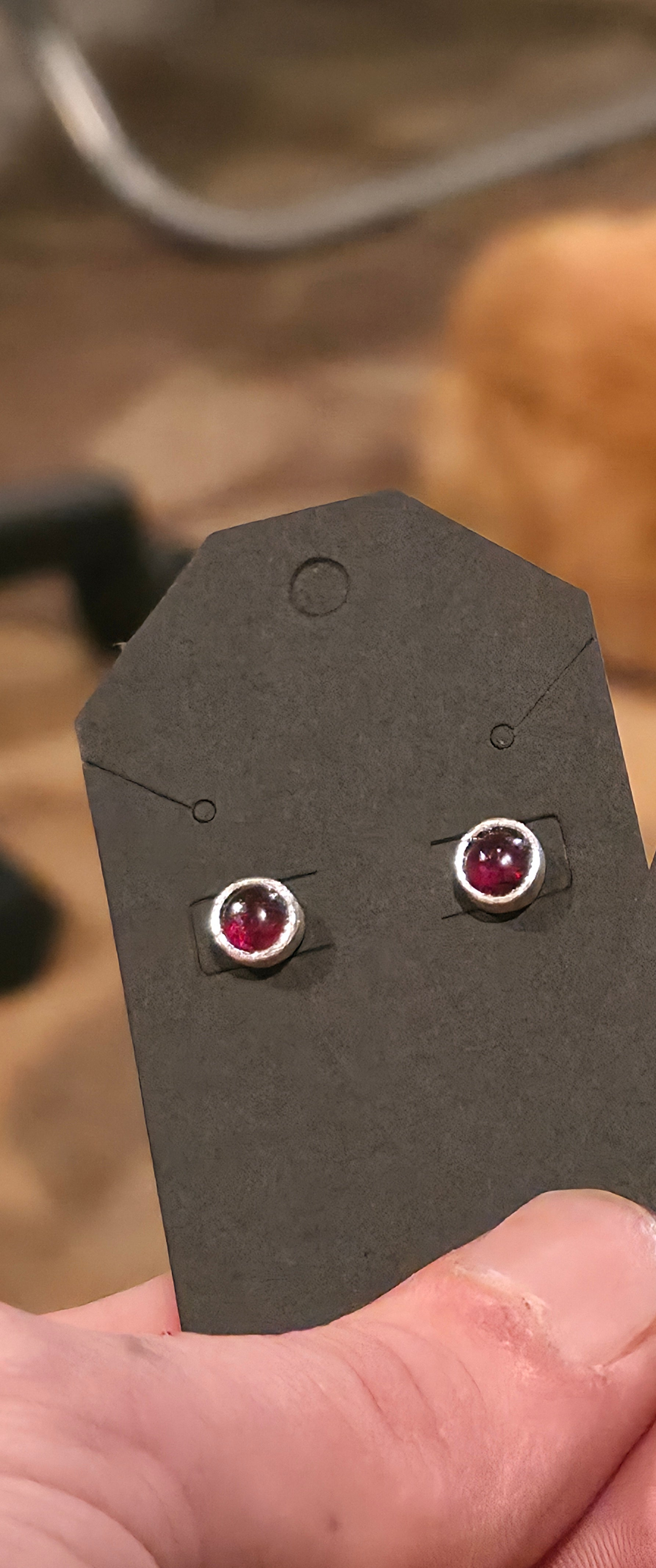 Sterling Silver Ruby Corundum Studs