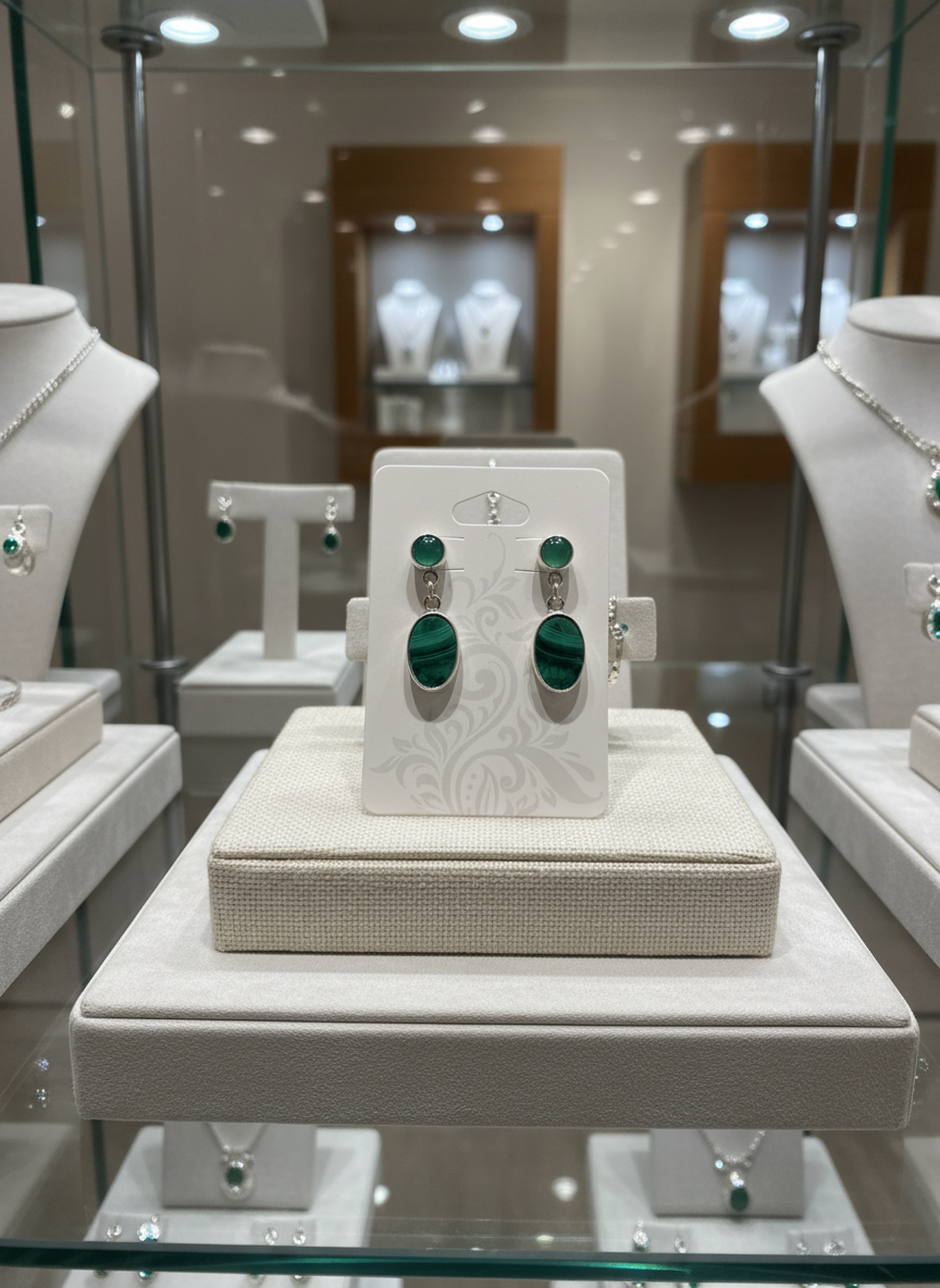 Sterling Silver Malachite And Green Onyx Dangle Earrings