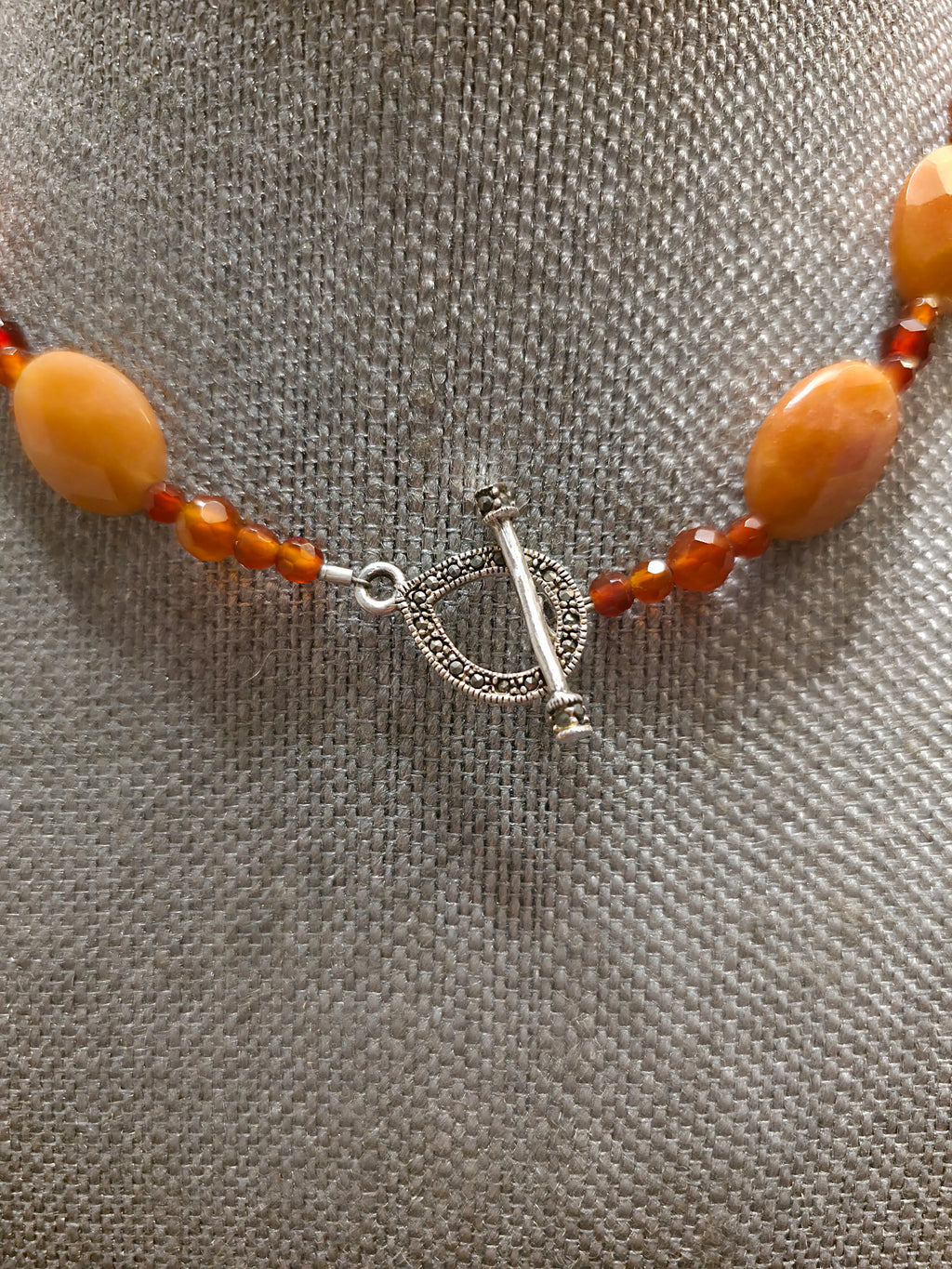 Sterling Silver Carnelian and Baltic Amber Necklace