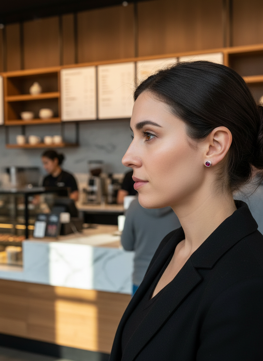 Sterling Silver Ruby Corundum Studs