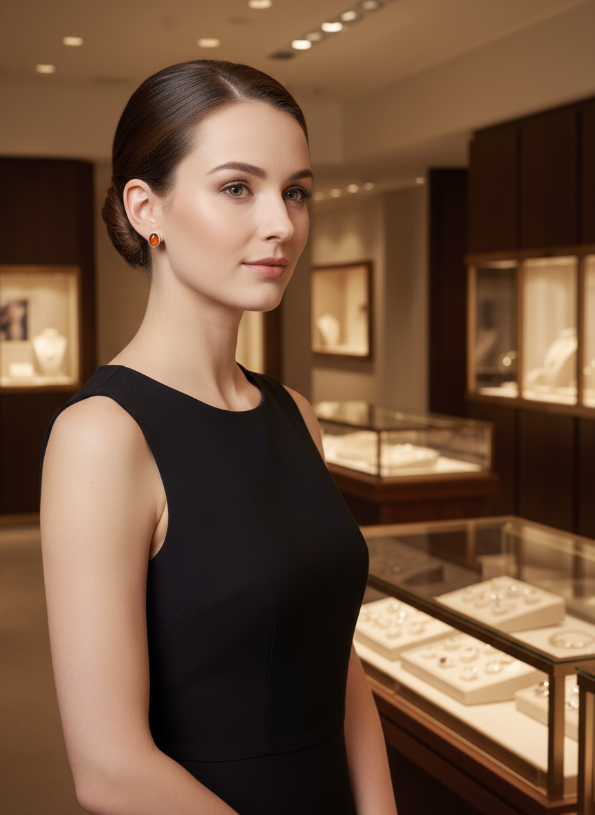 Hessonite Garnet Sterling Silver Studs