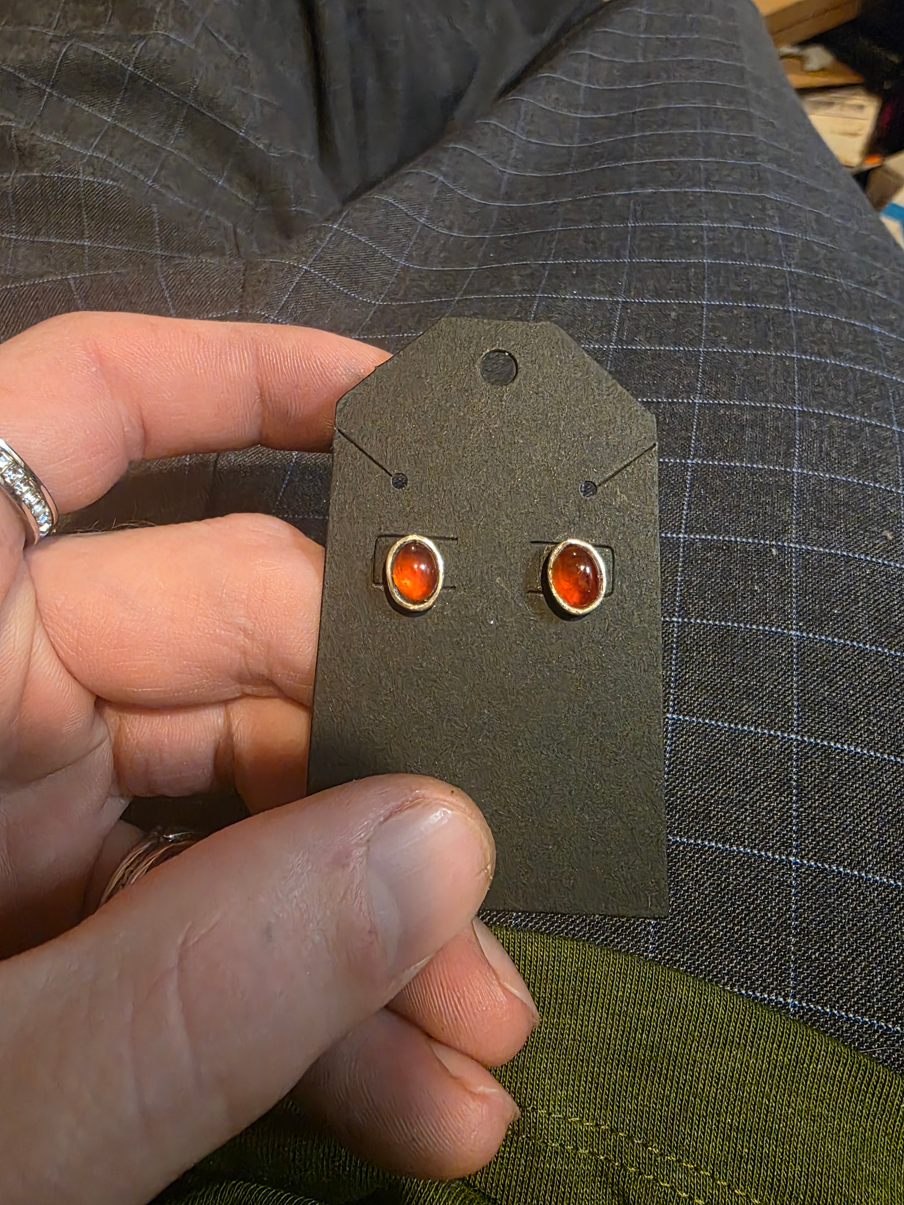 Hessonite Garnet Sterling Silver Studs