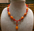 Sterling Silver Carnelian and Baltic Amber Necklace