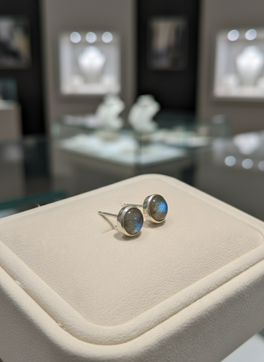 Labradorite Sterling Silver Studs 7mm