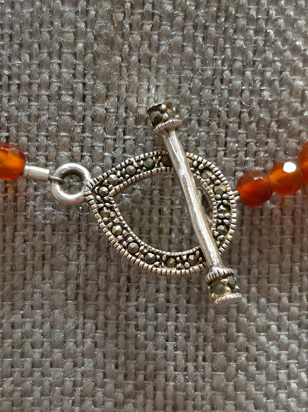 Sterling Silver Carnelian and Baltic Amber Necklace