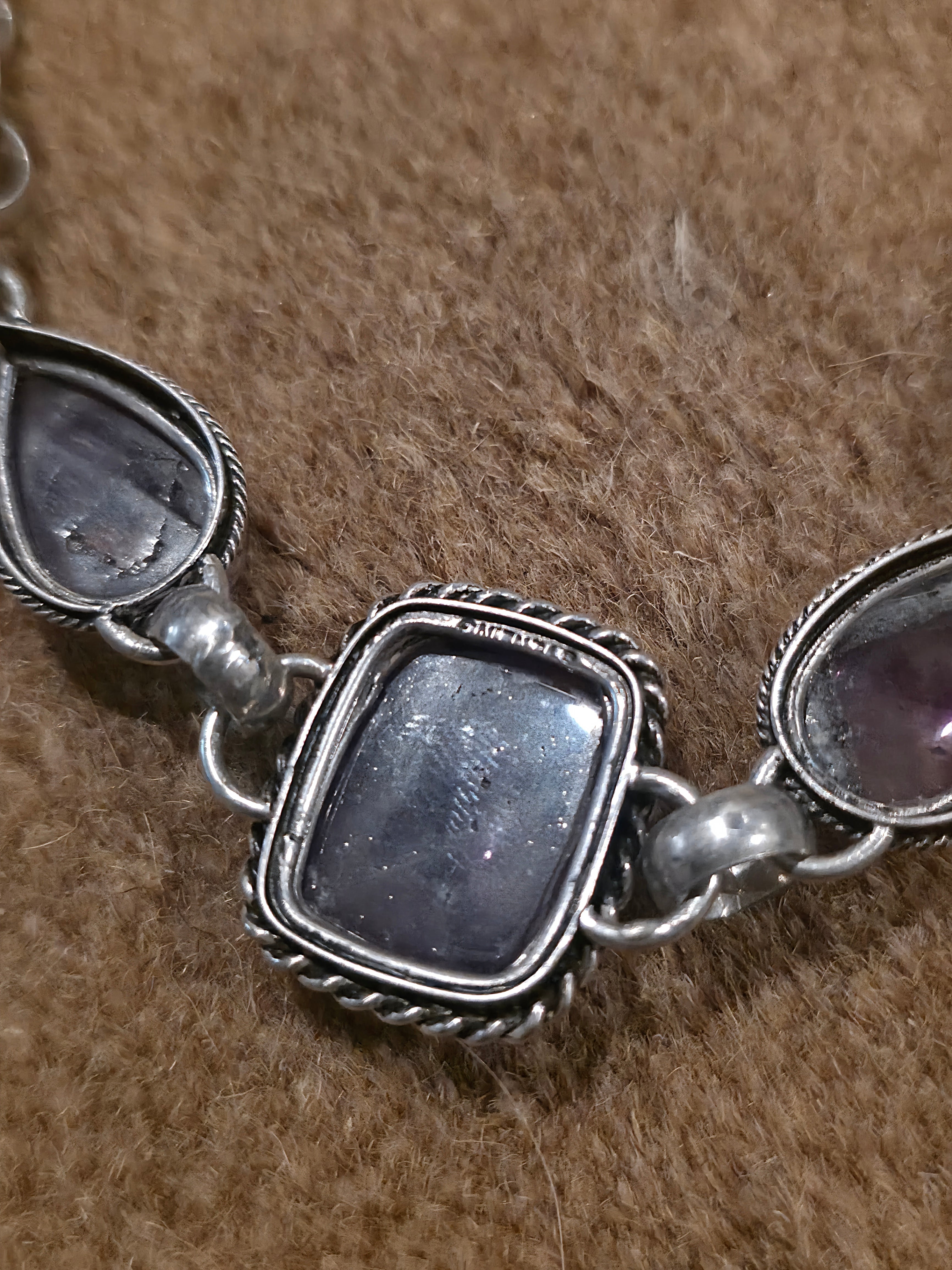 Amethyst Three Stone Sterling Silver Necklace