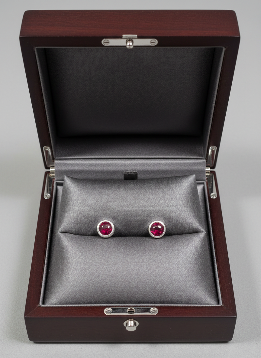 Sterling Silver Ruby Corundum Studs