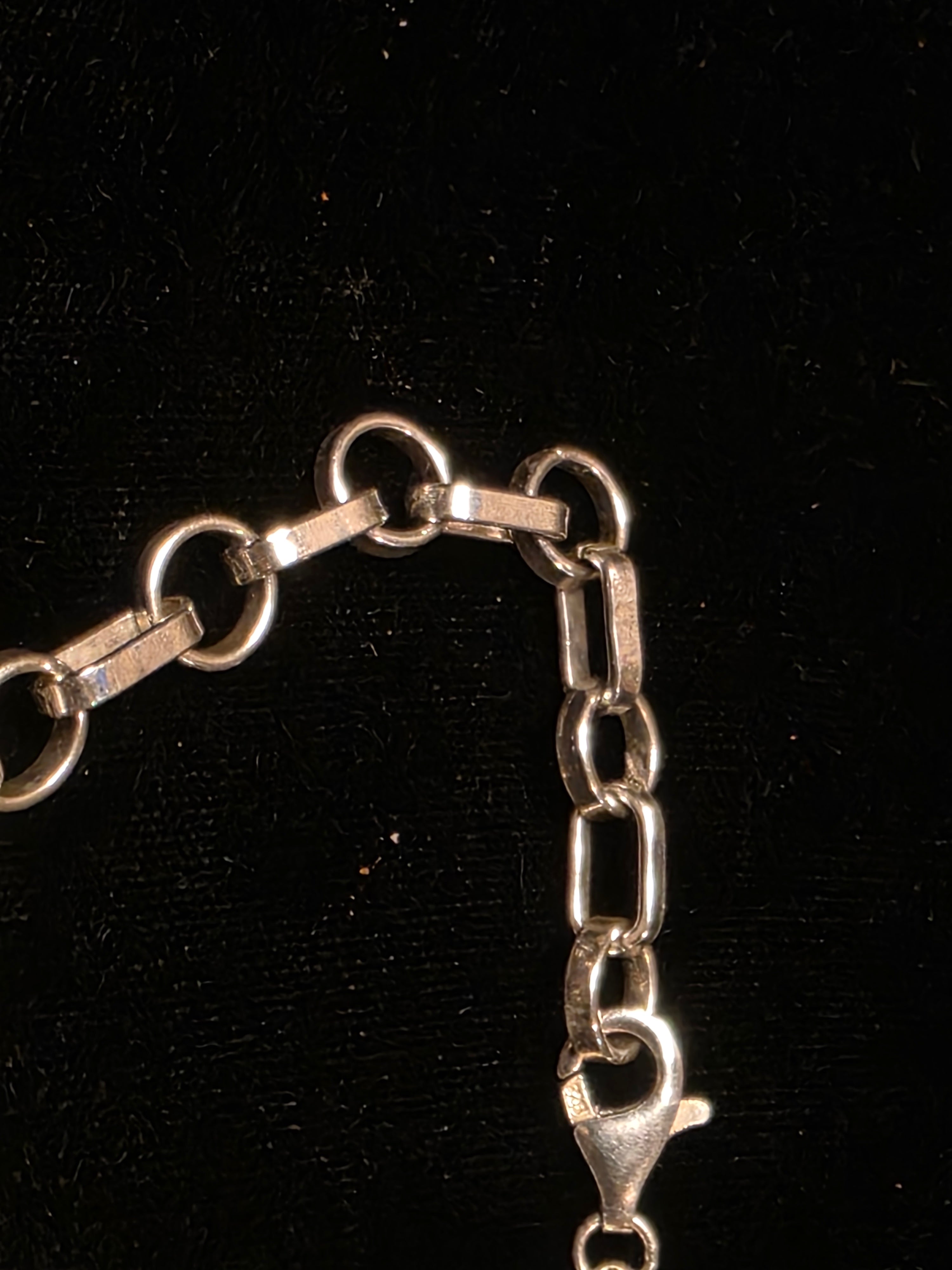 Sterling Silver Rolo and Paper Clip Link Bracelet 6.5 In