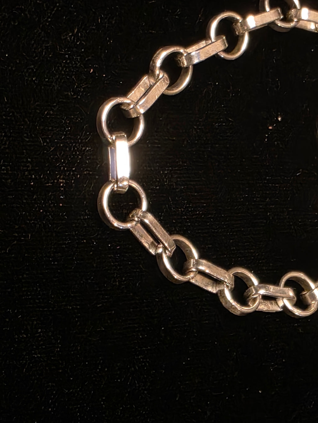 Sterling Silver Rolo and Paper Clip Link Bracelet 6.5 In