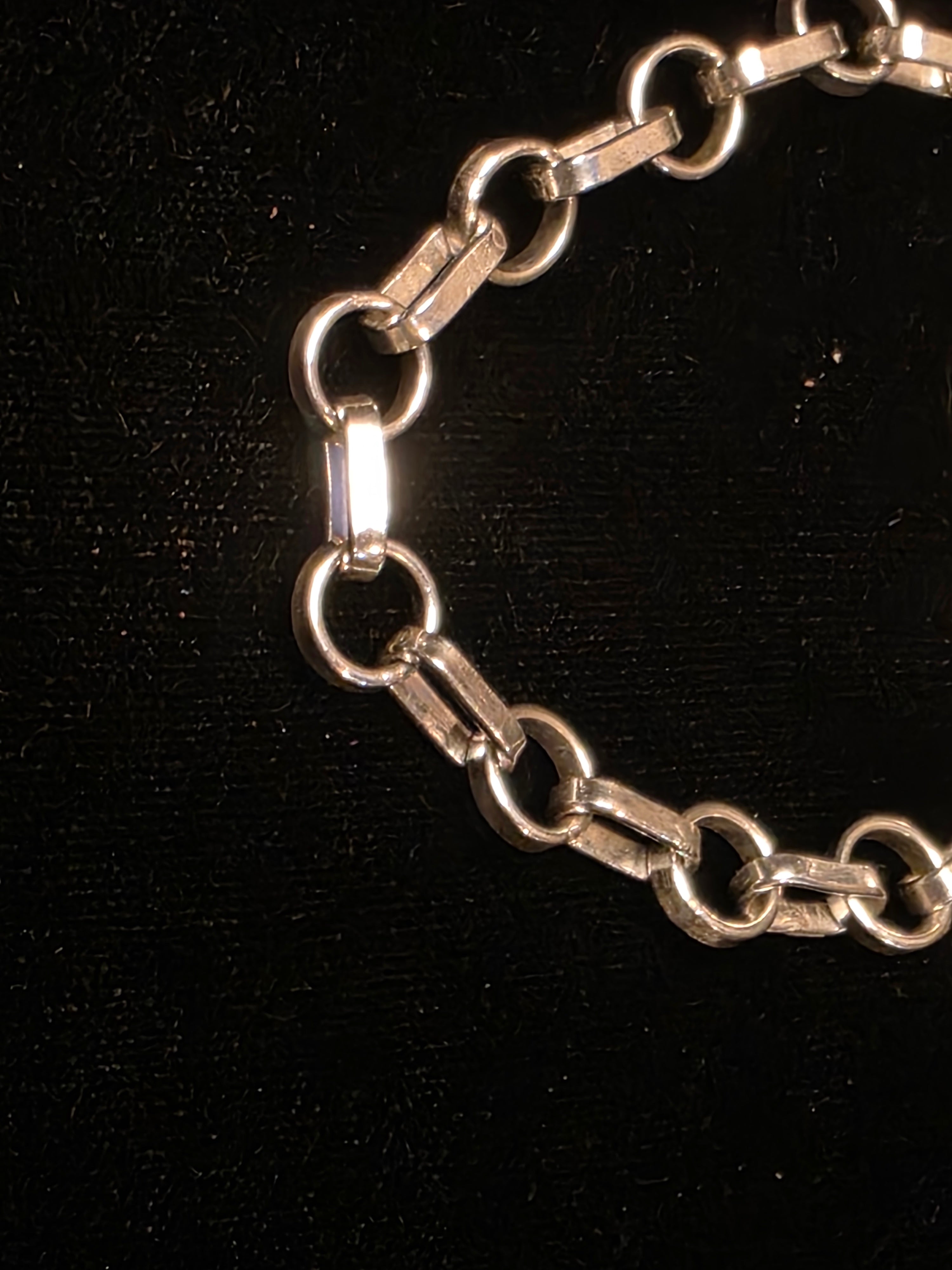 Sterling Silver Rolo and Paper Clip Link Bracelet 6.5 In