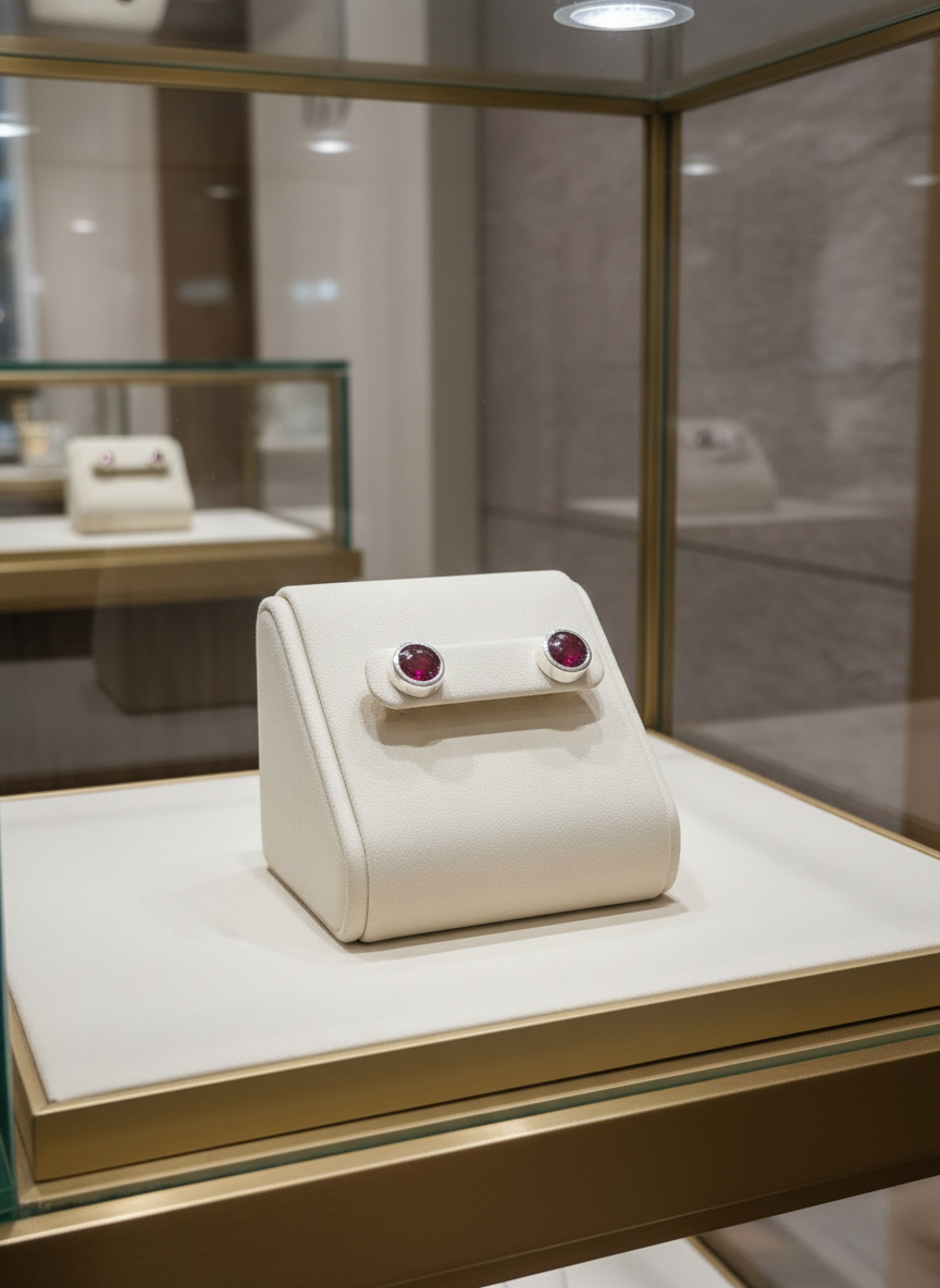 Sterling Silver Ruby Corundum Studs