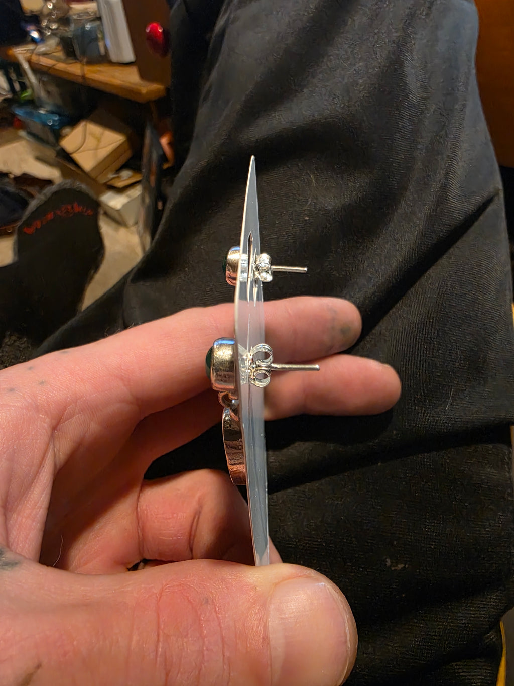 Sterling Silver Malachite And Green Onyx Dangle Earrings