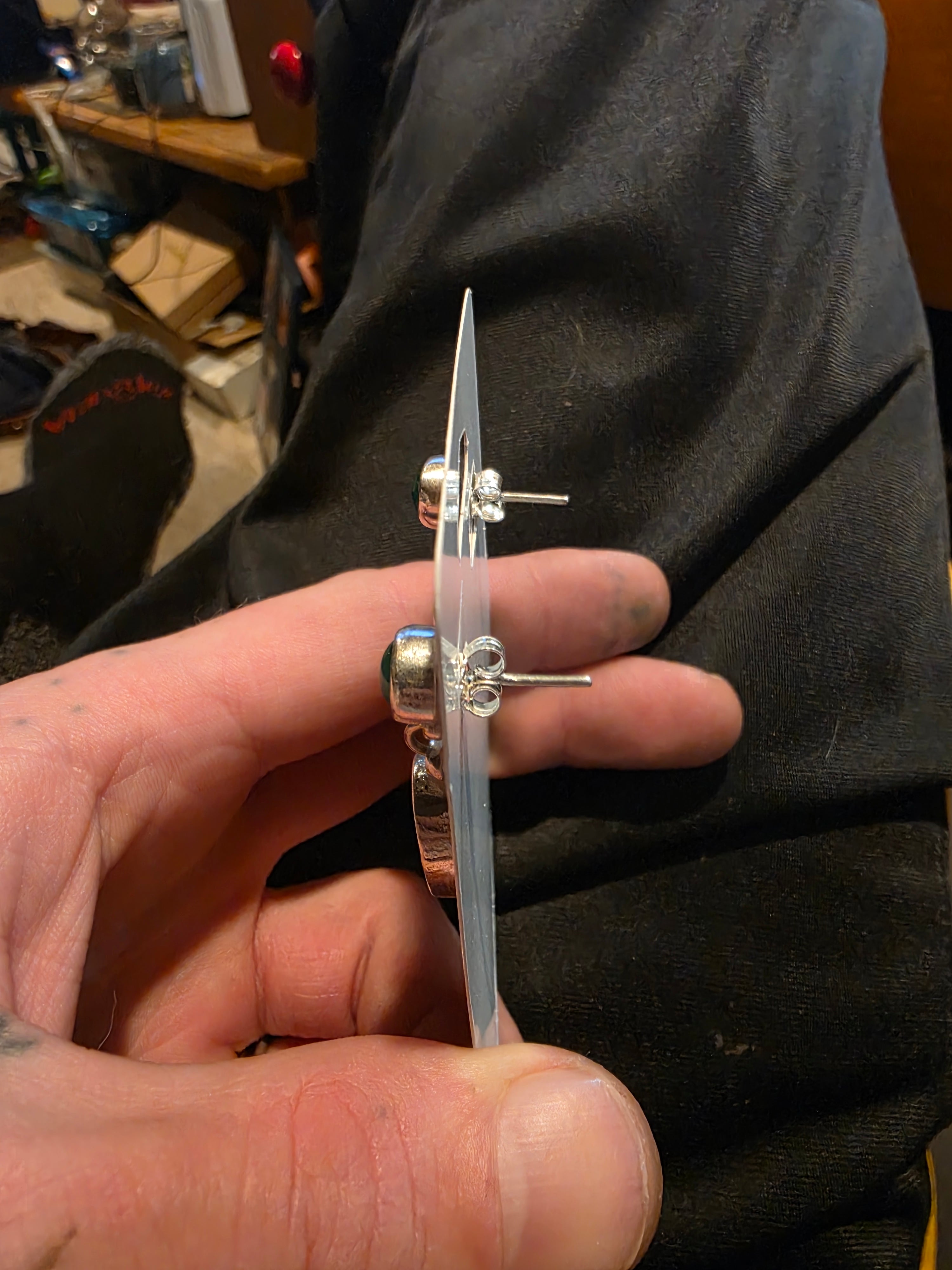 Sterling Silver Malachite And Green Onyx Dangle Earrings